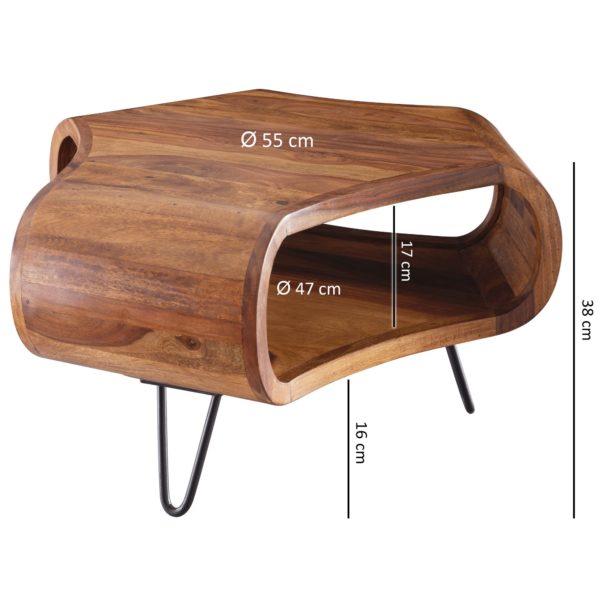 Table Wl5.603 Sheesham 60X60X35 Cm Solid Wood Shelf &Amp; Metal Frame 47290 Wohnling Couchtisch 60X60X35 Cm Sheesham W 3