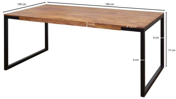 Wooden Table Sheesham 190X100X76 Cm Goyar Sheesham With Metal Legs 47312 Wohnling Esszimmertisch 190X100X76 Cm Shees 3