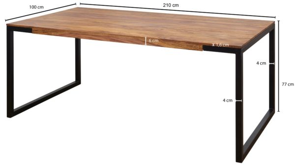 Wooden Table Sheesham 210X100X76 Cm Goyar With Metal Legs 47313 Wohnling Esszimmertisch 210X100X76 Cm Shees 3
