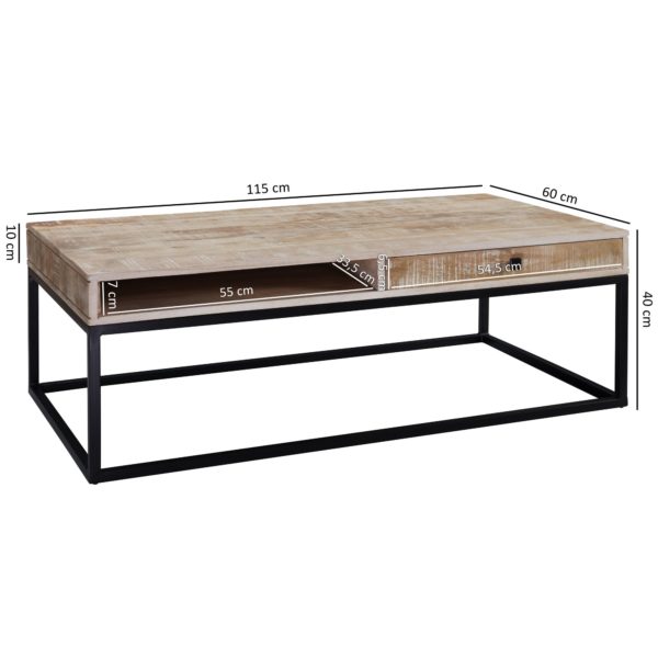 Coffee Table Solid Wood / Metal 115X40X60 Cm 47358 Wohnling Couchtisch 115X60X40 Cm Mango Wl5 3