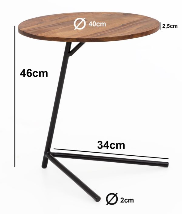 Side Table Sheesham Wood 40X46X40Cm Metal Coffee Table 47392 Wohnling Beistelltisch Rund 40X40X47 Cm She 3