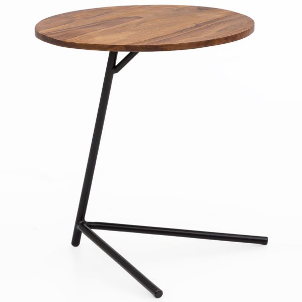 Side Table Sheesham Wood 40X46X40Cm Metal Coffee Table 47392 Wohnling Beistelltisch Rund 40X40X47 Cm She 9