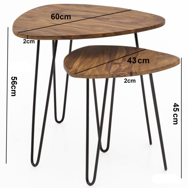 Design Nesting Table Sheesham Metal Side Table Set Of 2 Small 47397 Wohnling 2Er Set Beistelltisch 61X61X56 Un 10