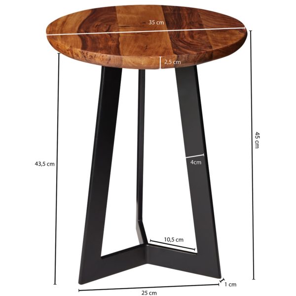 Side Table Sheesham Wood 35 X 45 X 35 Cm Metal Coffee Table 47402 Wohnling Beistelltisch 35X35X45 Cm Sheesham 8