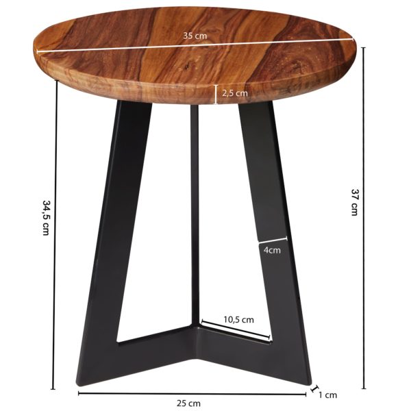 Side Table Sheesham Wood 35 X 37 X 35 Cm Metal Coffee Table 47403 Wohnling Beistelltisch 35X35X37 Cm Sheesham 3