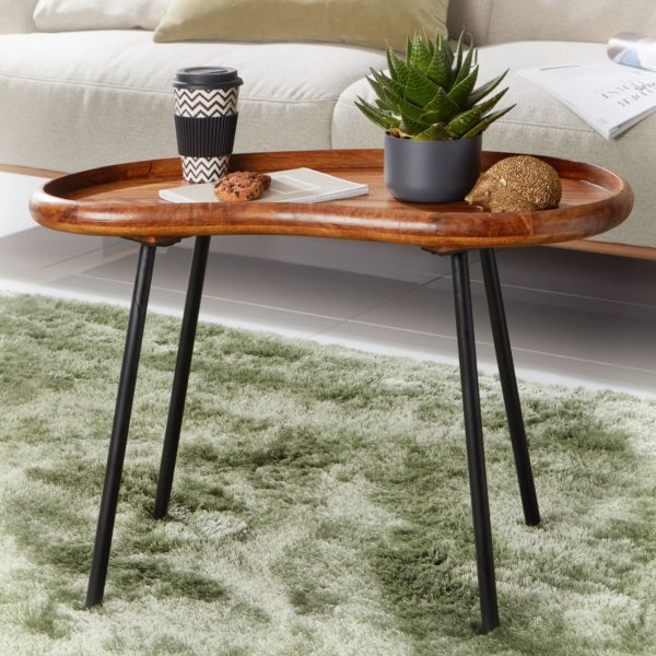 Coffee Table Sheesham Wood 71X51X40 Cm Sofa Table Kidney Shape With Metal Legs 47408 Wohnling Couchtisch 71X40X51 Cm Sheesham Wl 4