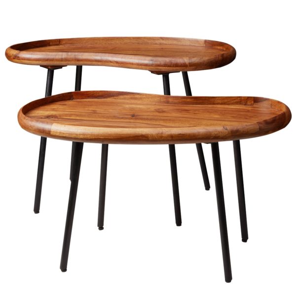 Coffee Table Sheesham Wood 71X51X40 Cm Sofa Table Kidney Shape With Metal Legs 47408 Wohnling Couchtisch 71X40X51 Cm Sheesham W 11