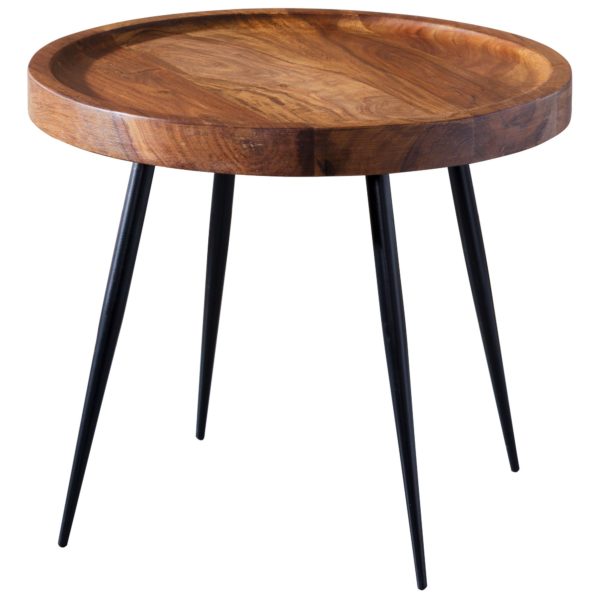 Side Table Sheesham Solid Wood 46 X 40 X 46 Cm Metal Coffee Table 47414 Wohnling Beistelltisch Rund 45X45X40 Cm She 7