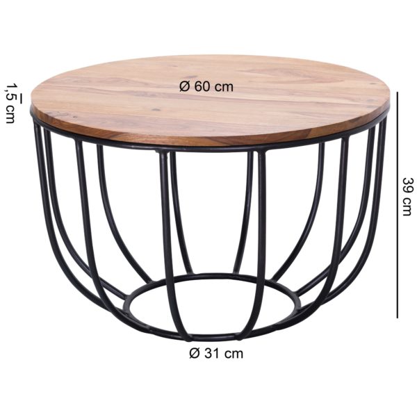 Coffee Table Manora Sheesham Solid Wood 60X39X60 Cm Metal Wicker Table 47418 Wohnling Couchtisch Manora 60X39X60 Cm Sheesh