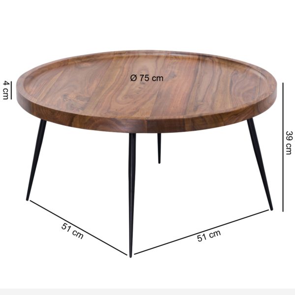 Coffee Table Bharu 75X39X75 Cm Sheesham Solid Wood / Metal Sofa Table 47425 Wohnling Couchtisch 75X75X40 Cm Sheesham Wl 3