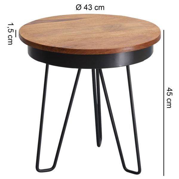 Side Table Sheesham Wood 43 X 45 X 43 Cm Metal Coffee Table 47428 Wohnling Beistelltisch 40X40X45 Cm Sheesham 3