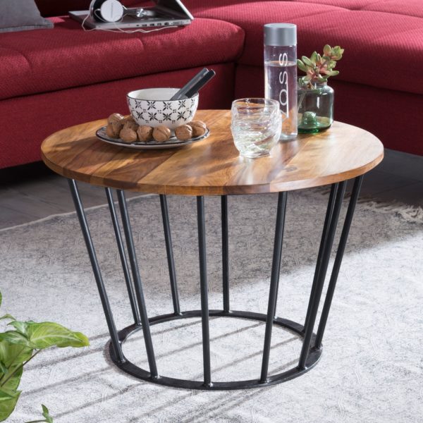 Coffee Table Sheesham Wood 62 X 40 X 62 Cm Metal Coffee Table 47429 Wohnling Couchtisch Ormond 62X62X40 Cm Shee 1