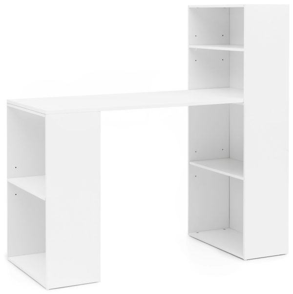 Desk Wl5.692 With Shelf 120 X 120 X 53 Cm White Matte Wood Modern 47461 Wohnling Schreibtisch Samson Mit Regal 120 11