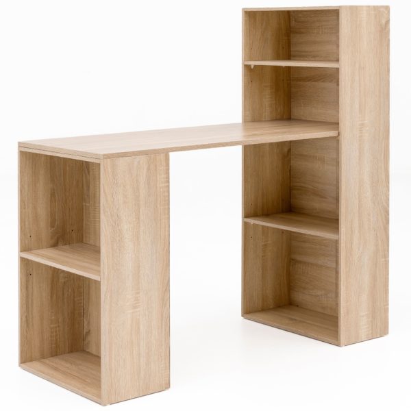 Desk Wl5.693 With Shelf 120 X 120 X 53 Cm Sonoma Wood Modern 47462 Wohnling Schreibtisch Samson Mit Regal 120X50 3