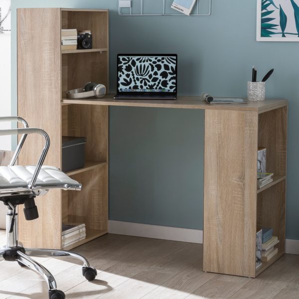 Desk Wl5.693 With Shelf 120 X 120 X 53 Cm Sonoma Wood Modern 47462 Wohnling Schreibtisch Samson Mit Regal