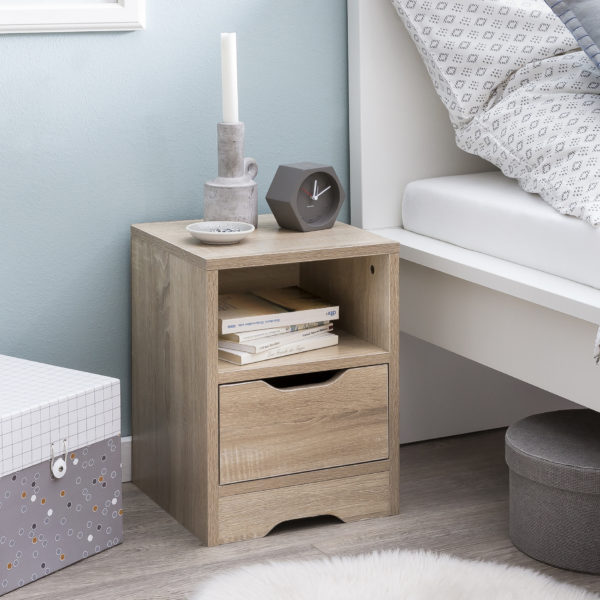Night Console Wl5.701 31X43X31 Cm Sonoma 1 Drawer And Storage Compartment 47473 Wohnling Nachtkonsole Pagus Mit 1 Schublade 1
