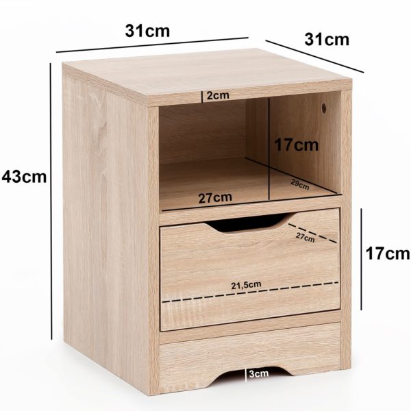 Night Console Wl5.701 31X43X31 Cm Sonoma 1 Drawer And Storage Compartment 47473 Wohnling Nachtkonsole Pagus Mit 1 Schublade 3