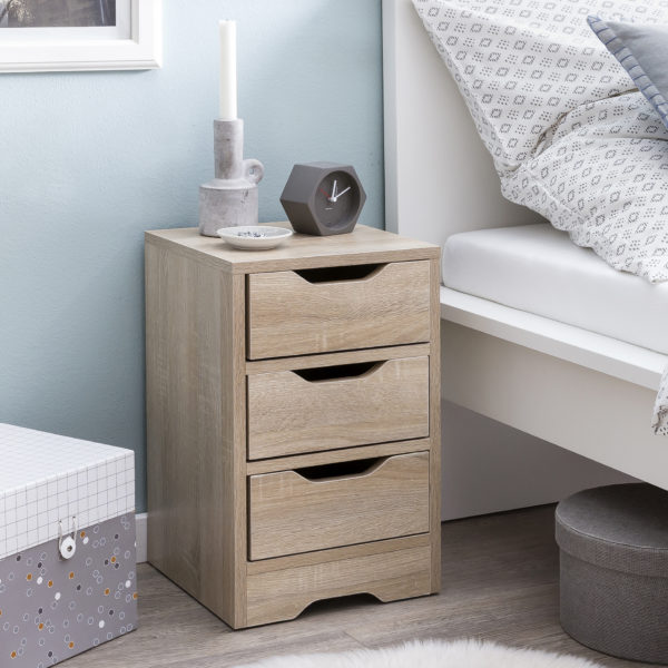 Night Console Wl5.705 31X49X31 Cm Sonoma With 3 Drawers 47477 Wohnling Nachtkonsole Pagus Mit 3 Schublade 1