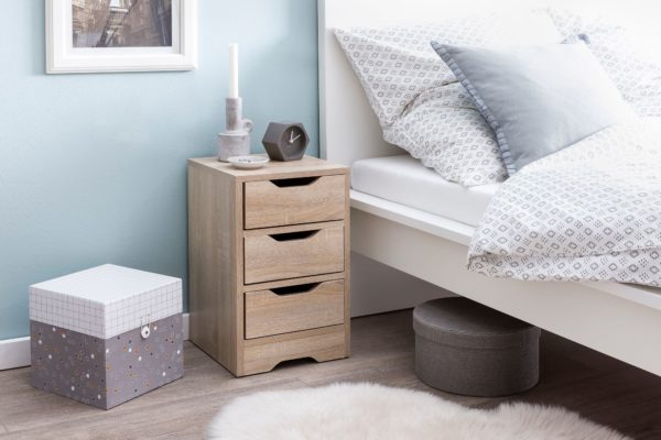 Night Console Wl5.705 31X49X31 Cm Sonoma With 3 Drawers 47477 Wohnling Nachtkonsole Pagus Mit 3 Schublade 2