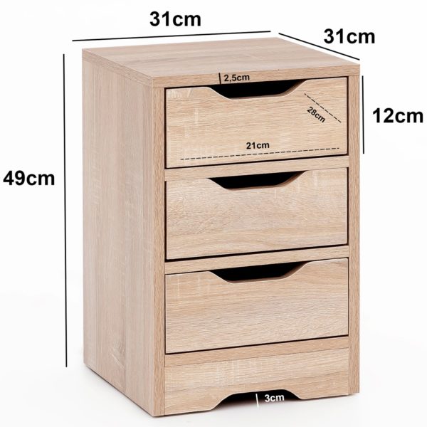Night Console Wl5.705 31X49X31 Cm Sonoma With 3 Drawers 47477 Wohnling Nachtkonsole Pagus Mit 3 Schublade 3