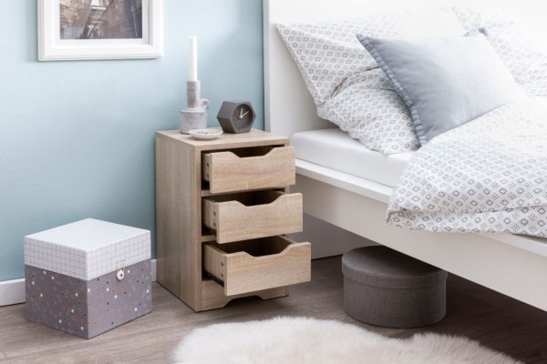 Night Console Wl5.705 31X49X31 Cm Sonoma With 3 Drawers 47477 Wohnling Nachtkonsole Pagus Mit 3 Schublade 4