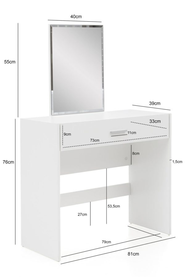 Dressing Table Wl5.726 81X131X39 Cm White Console Table Wood Modern 47519 Wohnling Schminktisch Mary Weiss Wl5 726 Wl 3