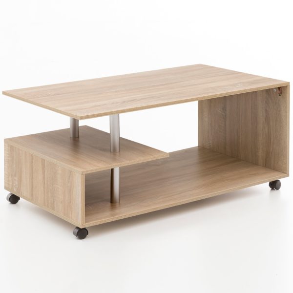 Design Coffee Table Wl5.735 105 X 48,5 X 60 Cm Sonoma Rotatable With Castors 47538 Wohnling Couchtisch Letty Sonoma Wl5 735 Wl5