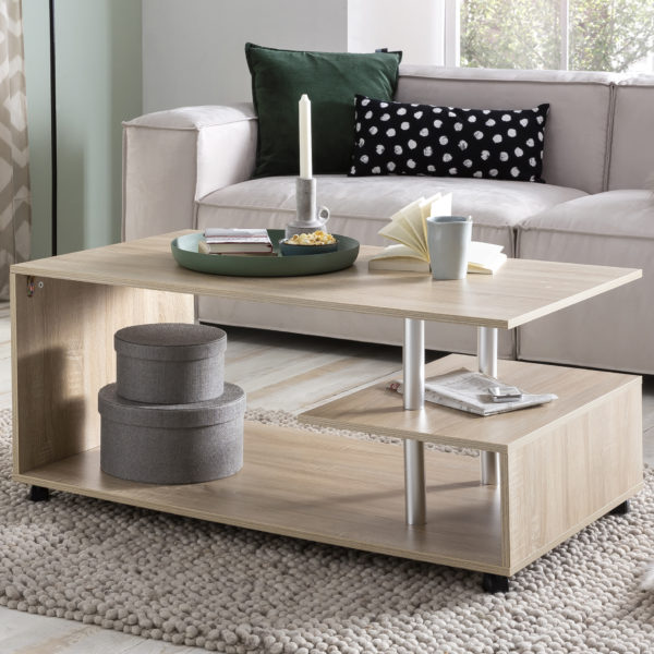Design Coffee Table Wl5.735 105 X 48,5 X 60 Cm Sonoma Rotatable With Castors 47538 Wohnling Couchtisch Letty Sonoma Wl5 735 Wl 1