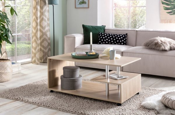 Design Coffee Table Wl5.735 105 X 48,5 X 60 Cm Sonoma Rotatable With Castors 47538 Wohnling Couchtisch Letty Sonoma Wl5 735 Wl 2