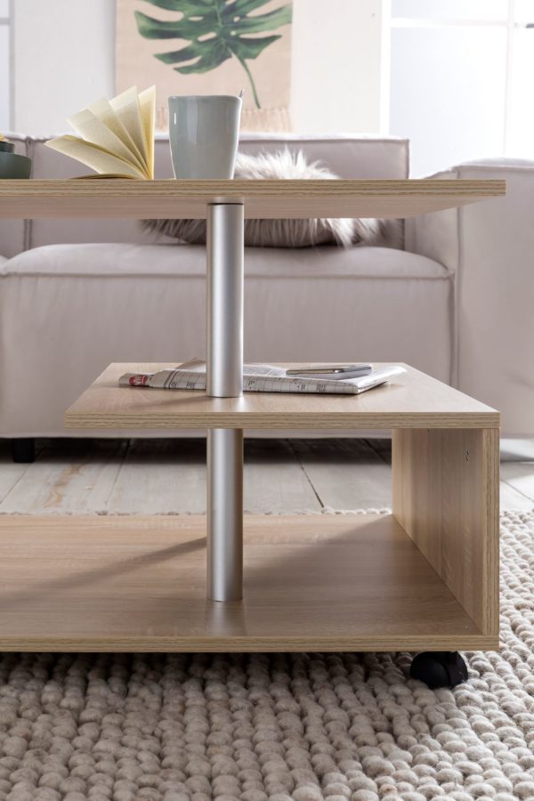 Design Coffee Table Wl5.735 105 X 48,5 X 60 Cm Sonoma Rotatable With Castors 47538 Wohnling Couchtisch Letty Sonoma Wl5 735 Wl 7