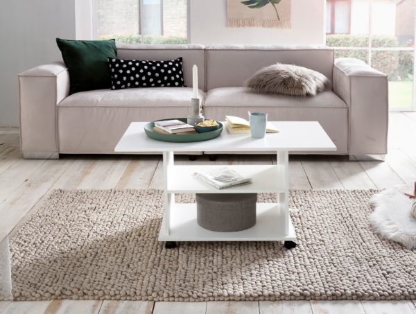 Design Coffee Table Wl5.738 95 X 51 X 54,5 Cm White Rotatable With Castors 47541 Wohnling Couchtisch Move Weiss Wl5 738 Wl5 4