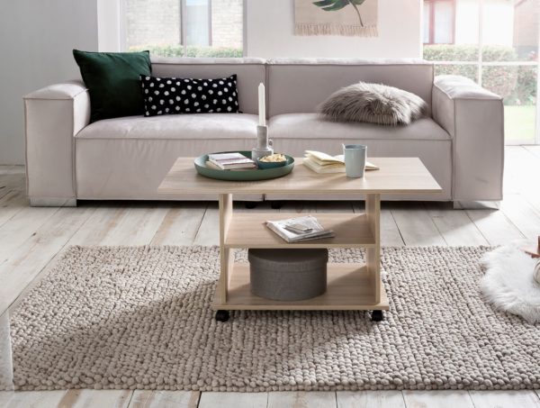 Design Coffee Table Wl5.739 95 X 51 X 54,5 Cm Sonoma Rotatable With Castors 47542 Wohnling Couchtisch Move Sonoma Wl5 739 Wl5 4