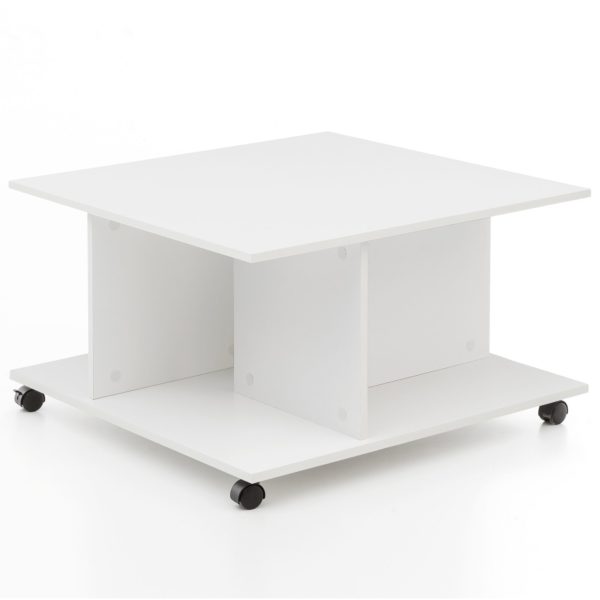 Design Coffee Table Wl5.742 74 X 74 X 43,5 Cm White Rotatable With Castors 47545 Wohnling Couchtisch Torry Weiss Wl5 742 Wl5 7