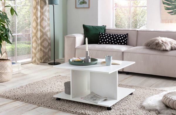 Design Coffee Table Wl5.742 74 X 74 X 43,5 Cm White Rotatable With Castors 47545 Wohnling Couchtisch Torry Weiss Wl5 742 Wl5 2