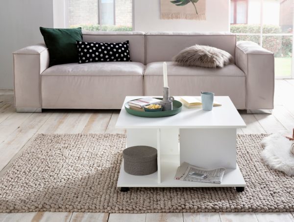 Design Coffee Table Wl5.742 74 X 74 X 43,5 Cm White Rotatable With Castors 47545 Wohnling Couchtisch Torry Weiss Wl5 742 Wl5 4
