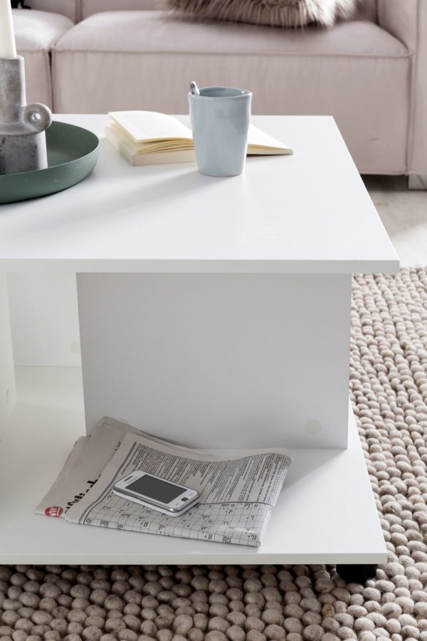 Design Coffee Table Wl5.742 74 X 74 X 43,5 Cm White Rotatable With Castors 47545 Wohnling Couchtisch Torry Weiss Wl5 742 Wl5 6