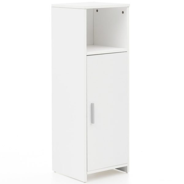 Bathroom Cabinet 30 X 95,5 X 30 Cm White Wood With Door And Tray Fold 47558 Wohnling Badschrank Bubble 30X30X95 Cm Wei 11