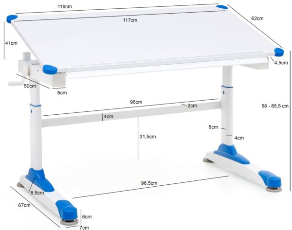 Design 119 X 67 Cm Blue / Table Wl5.760 Holwhite Maltisch 47793 Wohnling Kinderschreibtisch Felix Blau Wl5 760 Wl5 760 3