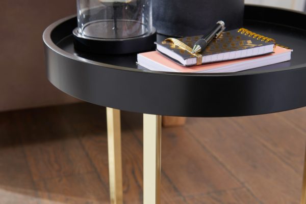 Design Side Table Eva 40X51X40Cm Coffee Table Round Black / Gold 47891 Wohnling Beistelltisch Eva 40Cm Schwarz 5