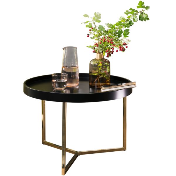 Coffee Table Eva 58,5X42X58,5Cm Black / Gold Coffee Table Metal Round 47892 Wohnling Couchtisch Eva 58 5 Cm Schwarz