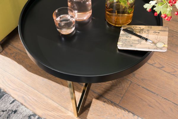 Coffee Table Eva 58,5X42X58,5Cm Black / Gold Coffee Table Metal Round 47892 Wohnling Couchtisch Eva 58 5 Cm Schwarz 4