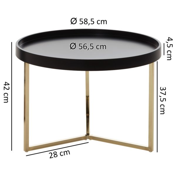 Coffee Table Eva 58,5X42X58,5Cm Black / Gold Coffee Table Metal Round 47892 Wohnling Couchtisch Eva 58 5 Cm Schwarz 6