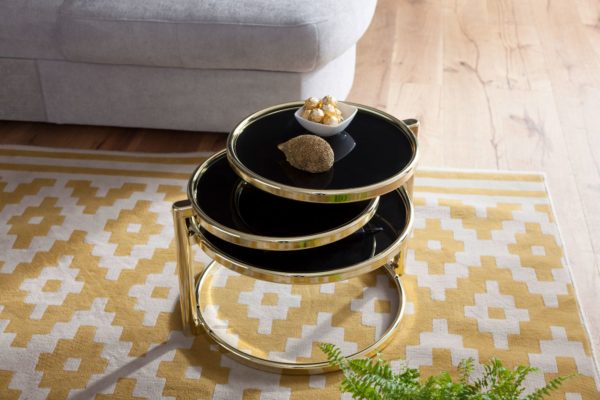 Coffee Table Susi With 3 Table Tops Black / Gold 58 X 43 X 58 Cm 47896 Wohnling Couchtisch Susi Mit 3 Tischplatten 5