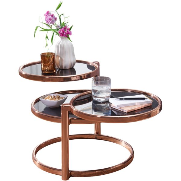 Coffee Table Susi With 3 Table Tops Black / Copper 58 X 43 X 58 Cm 47897 Wohnling Couchtisch Susi Mit 3 Tischplatten S