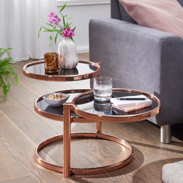 Coffee Table Susi With 3 Table Tops Black / Copper 58 X 43 X 58 Cm 47897 Wohnling Couchtisch Susi Mit 3 Tischplatten 1
