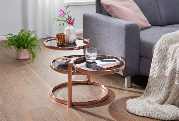Coffee Table Susi With 3 Table Tops Black / Copper 58 X 43 X 58 Cm 47897 Wohnling Couchtisch Susi Mit 3 Tischplatten 2