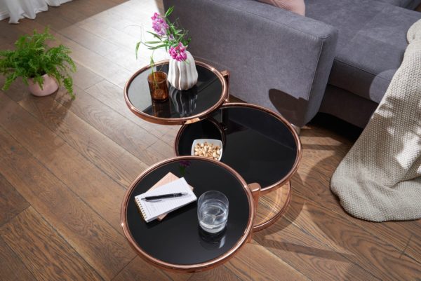 Coffee Table Susi With 3 Table Tops Black / Copper 58 X 43 X 58 Cm 47897 Wohnling Couchtisch Susi Mit 3 Tischplatten 4