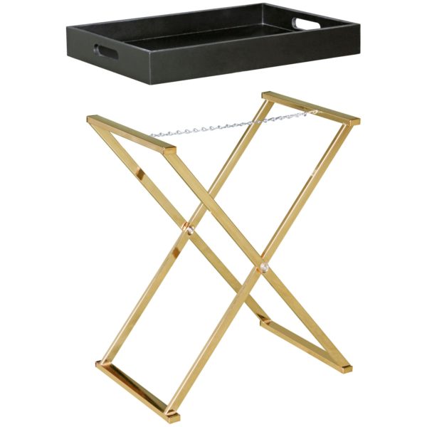 Side Table Nina Tv Tray Folding 46 X 61 X 32 Cm Black / Gold 47902 Wohnling Beistelltisch Nina Tv Tray Zusamme 6