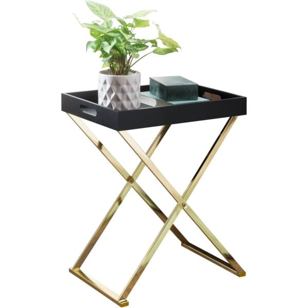 Side Table Nina Tv Tray Folding 46 X 61 X 32 Cm Black / Gold 47902 Wohnling Beistelltisch Nina Tv Tray Zusammenk