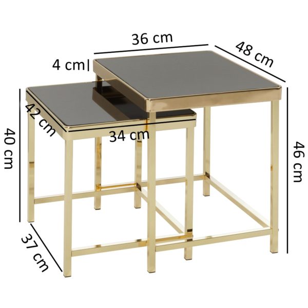 Table Viola Black / Gold Side Table Metal / Glass 47911 Wohnling Satztisch Viola Schwarz Gold Wl5 6